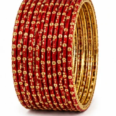 Designer Red Crystal Bangles Set of 24 Bridal Wedding Bangles for Women,.