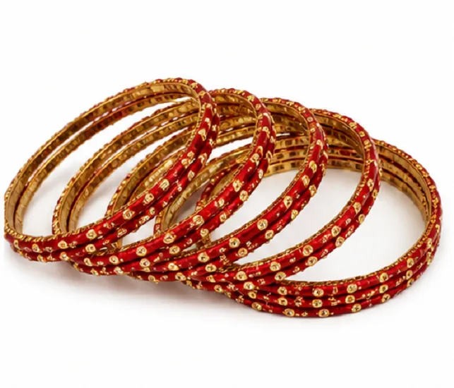 Designer Red Crystal Bangles Set of 24 | Bridal Wedding Bangles for Women - Image 4