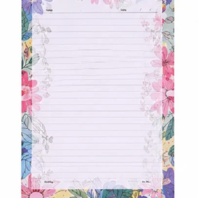 Floral Design Ruled Writing Pad Sheets,.