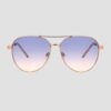 Gradient aviator sunglasses with gold metal frame and stylish tinted lenses for men and women, suitable for travel, driving and outdoor activities
