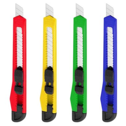 Heavy duty paper cutter knife 5 PCS pack with retractable stainless steel blades for office, school, packaging and craft applications.