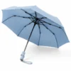 Light blue ultra-light compact foldable umbrella with waterproof canopy for travel and daily rain protection.