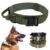 Military style tactical dog collar with adjustable padded nylon strap and metal quick-release buckle for dogs.