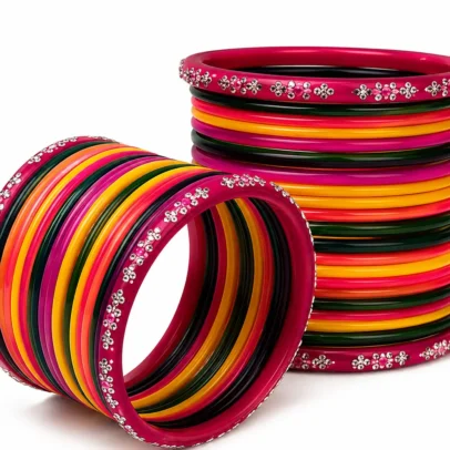 Multicolor Chudi Set with 36 Bangles & 4 Designer Kangan for Women – 40 Pieces Traditional Collection