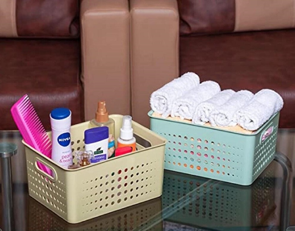 Multipurpose Plastic Storage Basket with Handles - Image 2
