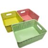 Multicolor perforated plastic storage basket with handles