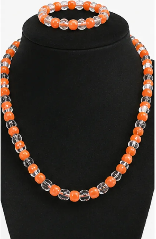 Orange & Crystal Pony Beads for Jewellery Making | Plastic Craft Beads for Bracelets, Necklaces & DIY Projects - Image 3