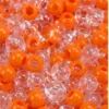 Orange and transparent crystal pony beads for jewellery making, bracelet crafting and DIY art projects.
