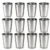 Pack of 12 stainless steel drinking glasses with brushed finish for serving water, juice, milk and beverages.