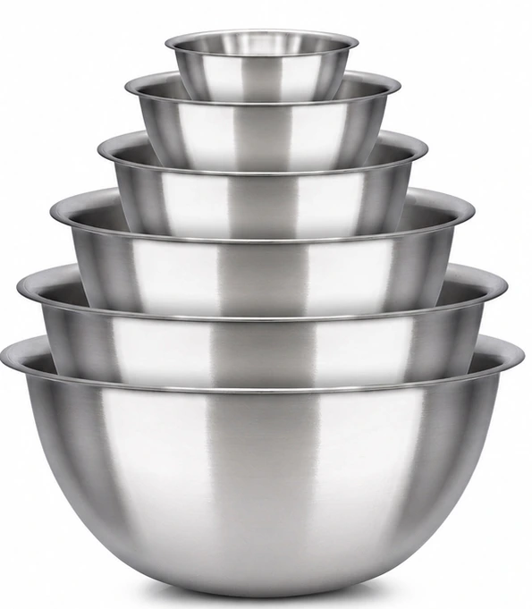 Stainless Steel Mixing Bowl Set – Pack of 6 Nesting Kitchen Bowls - Image 5
