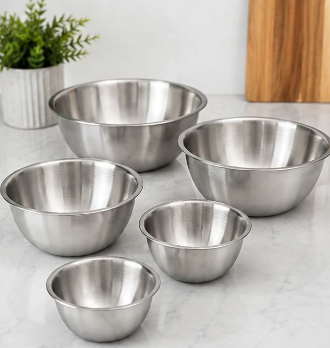 Pack of 6 stainless steel mixing bowls nesting kitchen bowl set