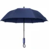 Premium navy blue automatic folding umbrella with windproof waterproof canopy for travel and daily rain protection.
