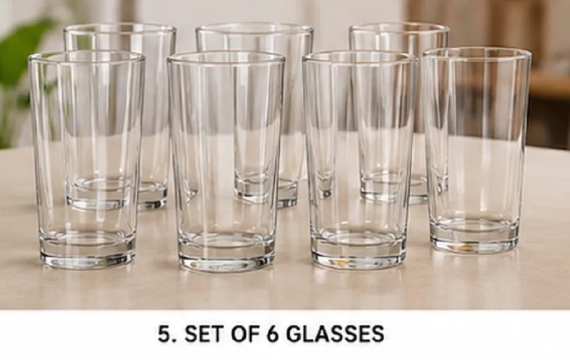 Premium Glass Drinking Tumbler Set Pack of 6 | Transparent Water, Juice & Beverage Glasses - Image 2