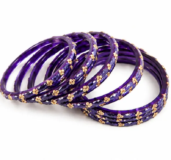 Purple Crystal Bangles Set of 24 | Designer Traditional Chudi for Women - Image 4