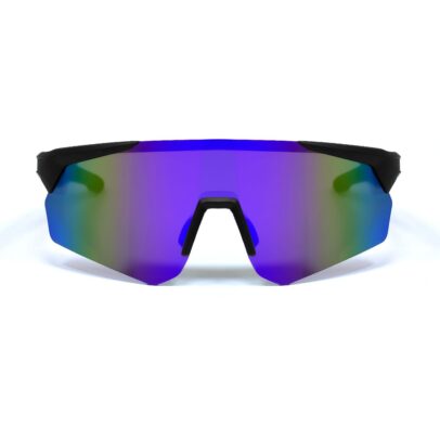 Rainbow mirror lens sports sunglasses with wraparound shield design for cycling, running, biking, outdoor sports and UV protection