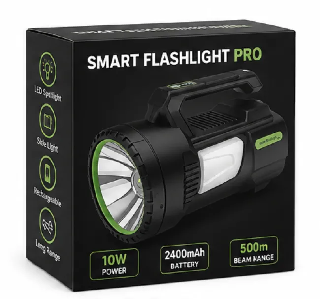 Smart Flashlight Pro Rechargeable LED Search Light | 10W Long Range Emergency Torch with Side Light - Image 2