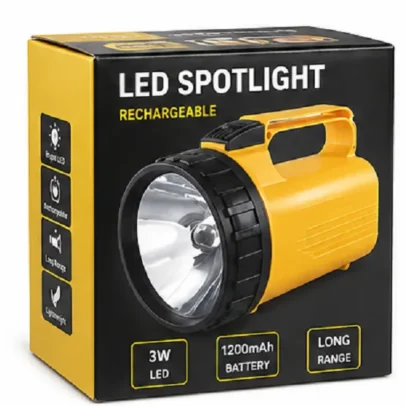 Rechargeable LED spotlight torch light with long range beam