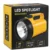 Rechargeable LED spotlight torch light with long range beam, carry handle and powerful battery for emergency and outdoor use.