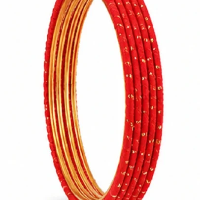 Red traditional bangles set of 24 with golden glitter detailing for women bridal and festive jewellery,