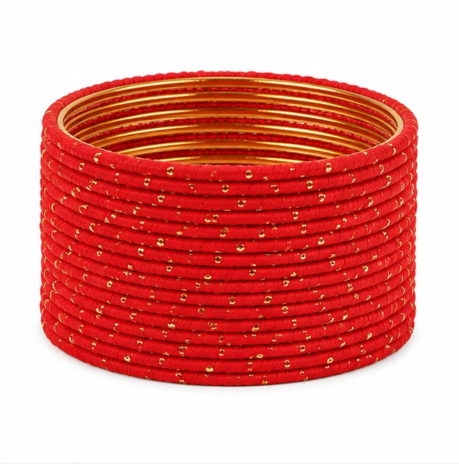 Red Traditional Bangles Set of 24 | Bridal & Festive Bangles for Women - Image 6