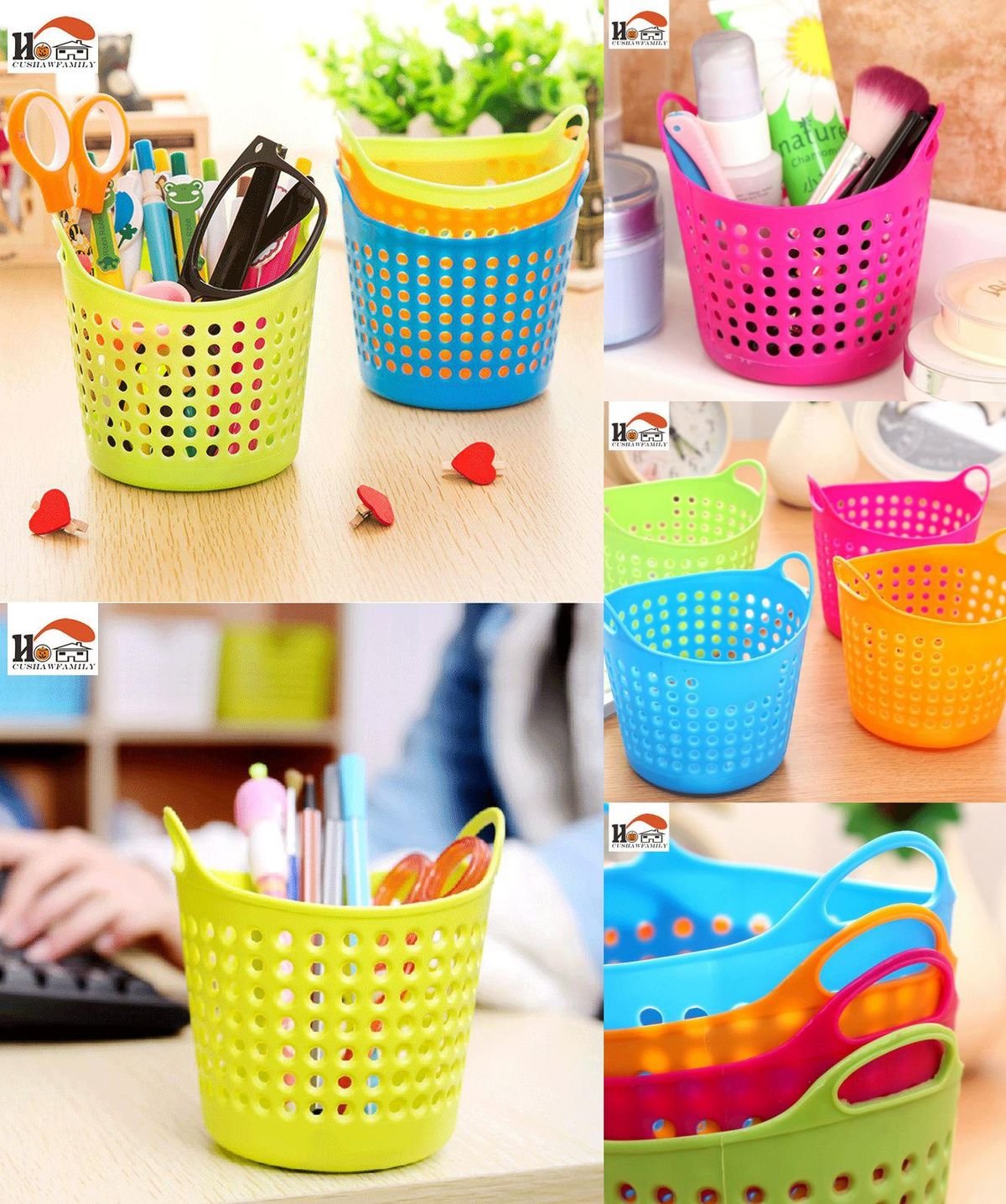 Round Plastic Utility Basket with Side Handles | Multipurpose Storage Basket - Image 2