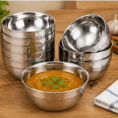 Stainless Steel Bowl Set Pack of 9 Multipurpose Steel Katori Set,.