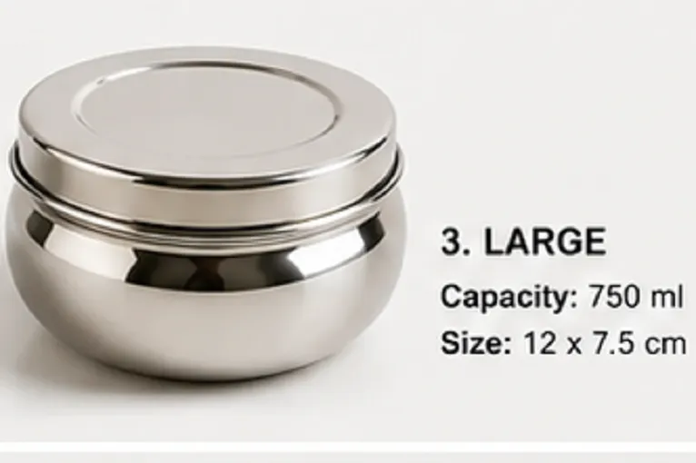 Stainless Steel Storage Container Set of 4 with Lids | Food Grade Kitchen Storage Bowls - Image 2