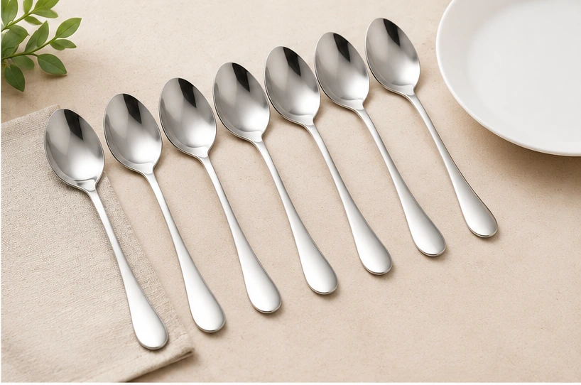 Stainless Steel Tea Spoon Set Pack of 6 – Mirror Finish Dining Spoons - Image 5