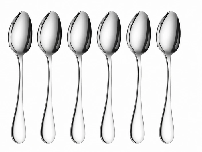 Pack of 6 stainless steel tea spoons with mirror finish