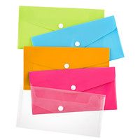 Transparent Plastic Document Envelope Folder with Button Closure Pack of 5 - Image 2