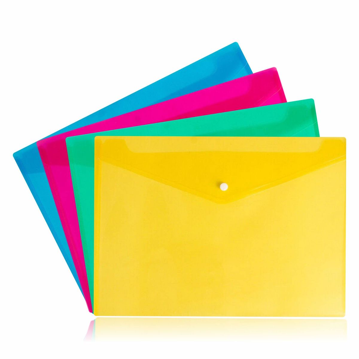 Transparent Plastic Document Envelope Folder with Button Closure Pack of 5 - Image 3