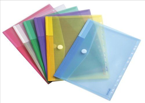 Transparent Plastic Document Envelope Folder with Button Closure Pack of 5 - Image 4