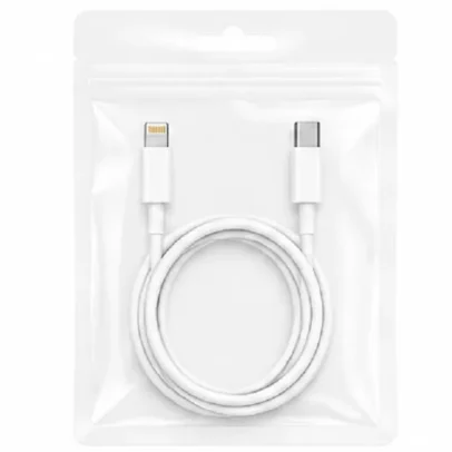 White USB-C to Lightning fast charging cable for iPhone, iPad and Apple devices..