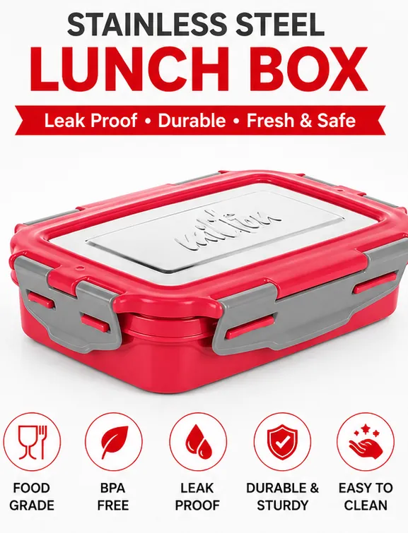Milton Stainless Steel Lunch Box | Leak Proof BPA Free Food Grade Tiffin Box - Image 3