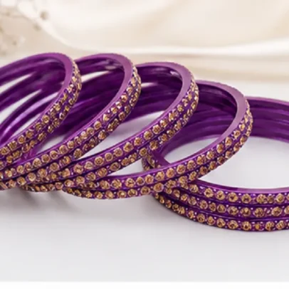 24 Pcs Silver Glitter Traditional Bangles Set for Women Designer Wedding Chudi Collection,