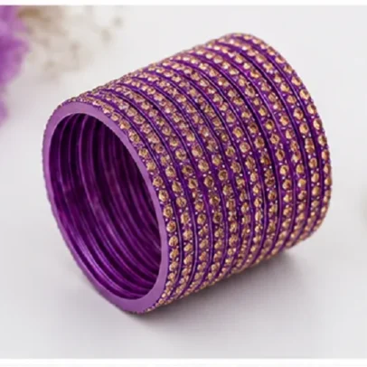 24 Pcs Silver Glitter Traditional Bangles Set for Women Designer Wedding Chudi Collection