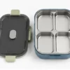 4 compartment stainless steel lunch box with airtight leak-proof lid, food-grade container, and multi-section design for office, school, and travel meals.