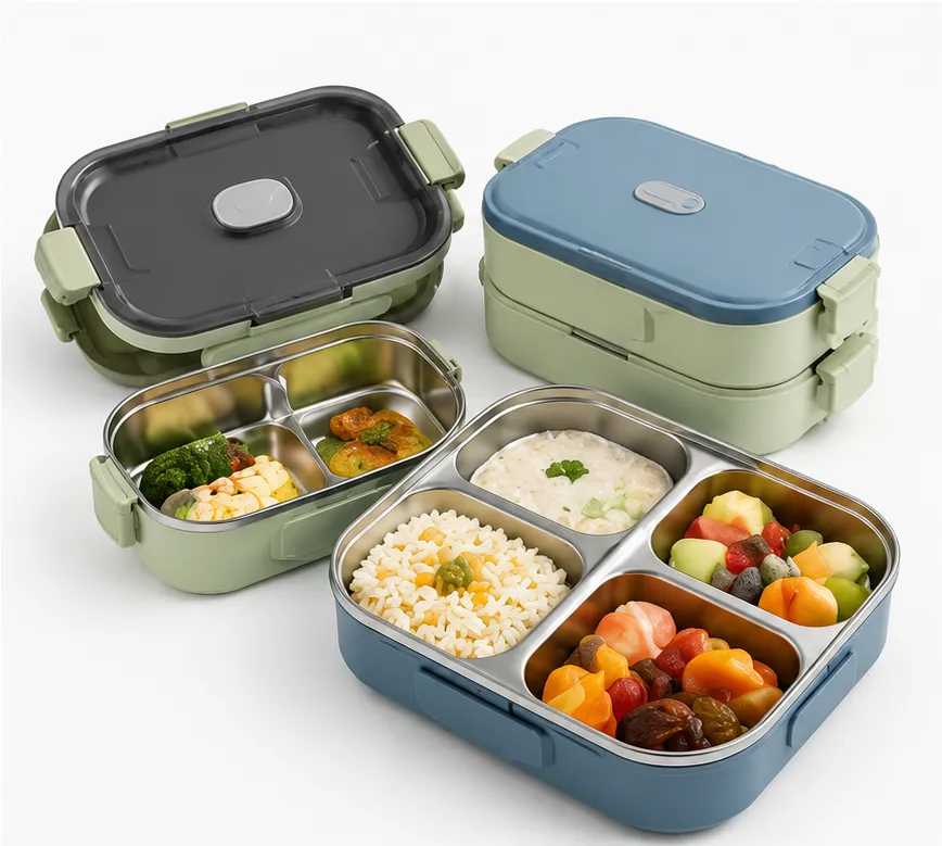 4 Compartment Stainless Steel Lunch Box | Leak Proof Bento Food Container - Image 8