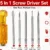 5 in 1 screwdriver set with ergonomic handle and interchangeable flat, Phillips, and pointed screwdriver bits for home, office, electronics, and DIY repairs.