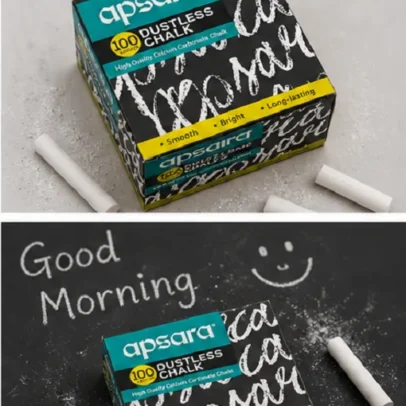 Apsara Dustless White Chalk – 100 Sticks Premium Classroom Chalk