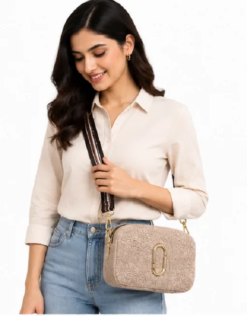 Beige Floral Women's Crossbody Sling Bag | Premium Designer Shoulder Bag for Daily Use - Image 2