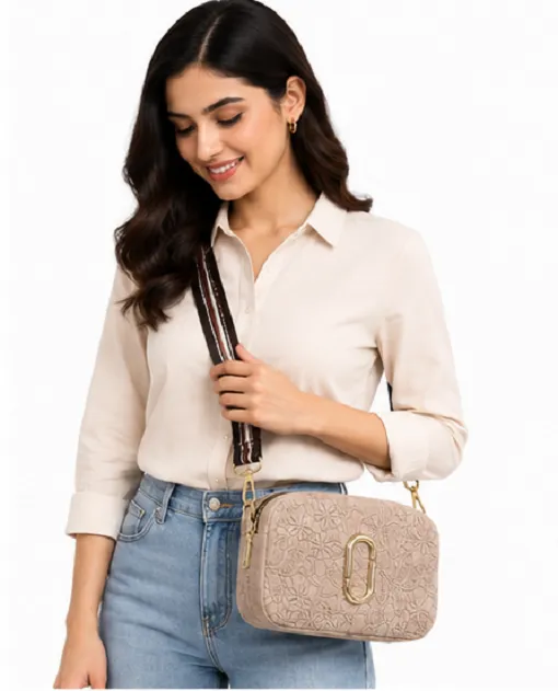 Beige Floral Women's Crossbody Sling Bag | Premium Designer Shoulder Bag for Daily Use - Image 3