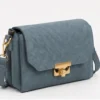 Blue Quilted Women's Crossbody Sling Bag with Gold Twist Lock and Adjustable Shoulder Strap