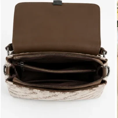 Brown Beige Printed Womens Sling Bag,