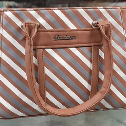 Brown Striped Womens Tote Handbag Stylish Fashion Office Bag for Daily Use,.,