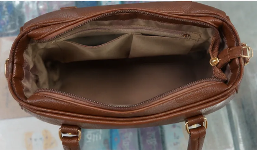 Brown Women's Boston Handbag | Premium Leather Look Handbag for Office & Daily Use - Image 3