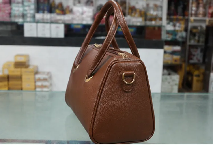 Brown Women's Boston Handbag | Premium Leather Look Handbag for Office & Daily Use - Image 6