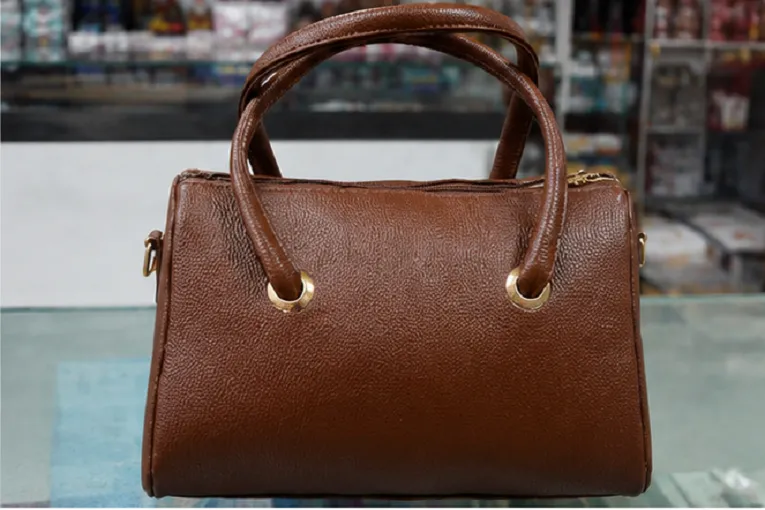 Brown Women's Boston Handbag with Dual Handles Premium Leather Look Office Bag for Shopping Travel and Daily Use