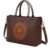 Brown Women's Designer Tote Handbag with Mandala Print Premium Leather Look Office Bag for Shopping Travel and Daily Use
