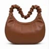 Brown Women's Hobo Shoulder Bag with Scrunch Handle Premium Soft Leather Fashion Handbag for Daily Use